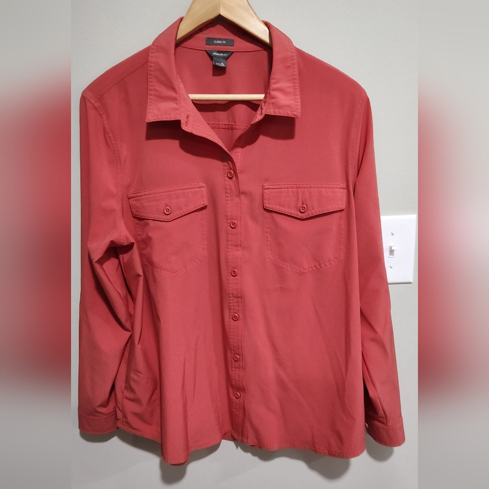 Eddie Bauer Women's Departure Long-Sleeve Shirt Sz XL Stretch Casual Travel